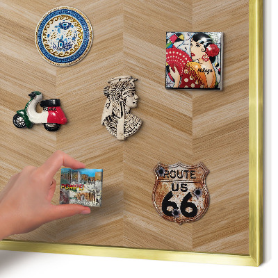 Tablero para imanes decorativo con marco dorado Espiga de madera