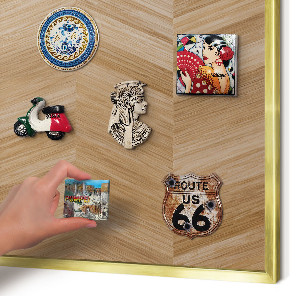 Tablero para imanes decorativo con marco dorado Espiga de madera