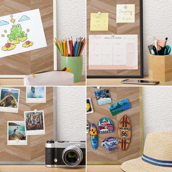 Tablero para imanes decorativo con marco dorado Espiga de madera