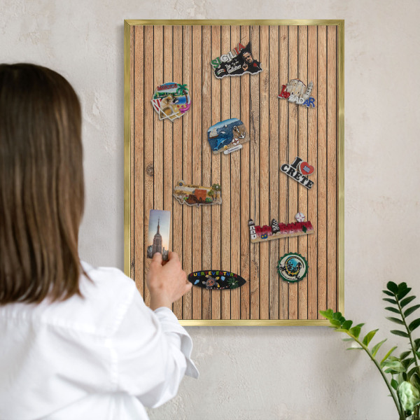 Tablero para imanes decorativo con marco dorado Tablas de madera