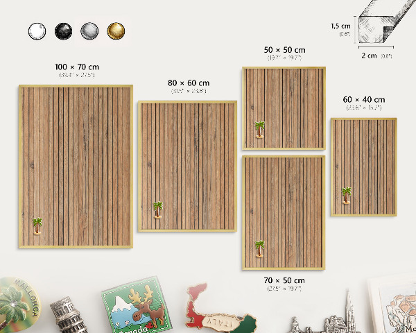 Tablero para imanes decorativo con marco dorado Tablas de madera