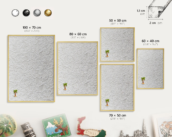 Pizarra magnética de pared en color oro Elegancia calada