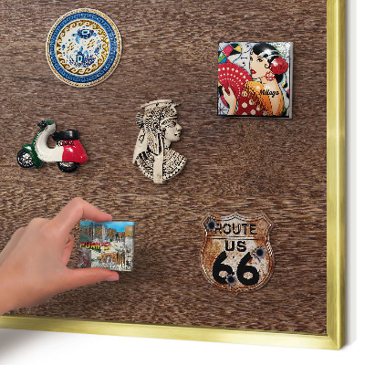 Tablero para imanes decorativo con marco dorado Madera marrón