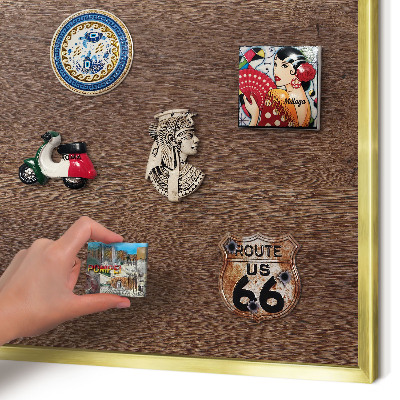 Tablero para imanes decorativo con marco dorado Madera marrón