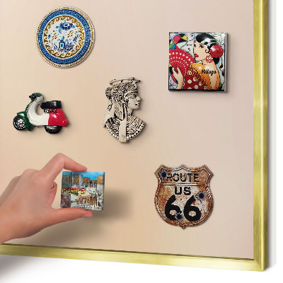 Tablero para imanes decorativo con marco dorado Beige suave