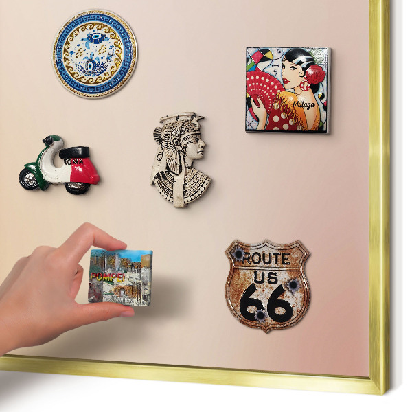 Tablero para imanes decorativo con marco dorado Beige suave