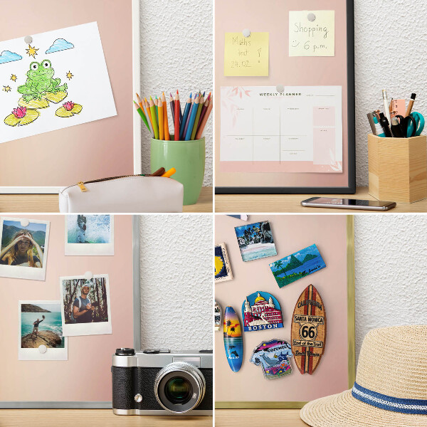 Tablero para imanes decorativo con marco dorado Beige suave