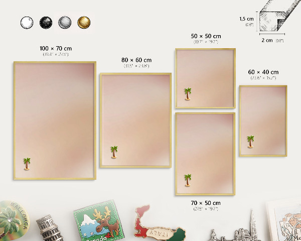 Tablero para imanes decorativo con marco dorado Beige suave