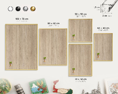 Tablero para imanes decorativo con marco dorado Fondo de madera