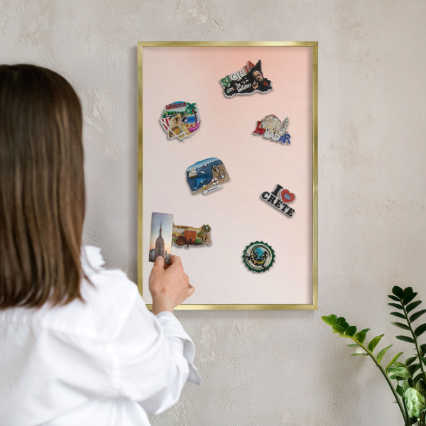 Tablero para imanes decorativo con marco dorado Encanto pastel