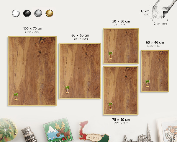 Pizarra magnética de pared en color oro Madera natural