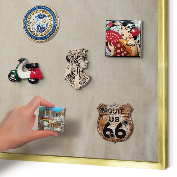 Tablero para imanes decorativo con marco dorado Beige tranquilo