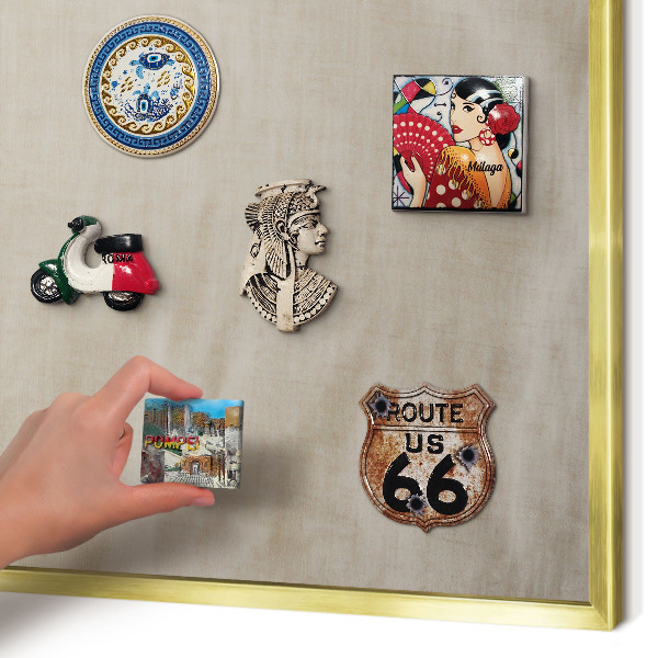 Tablero para imanes decorativo con marco dorado Beige tranquilo