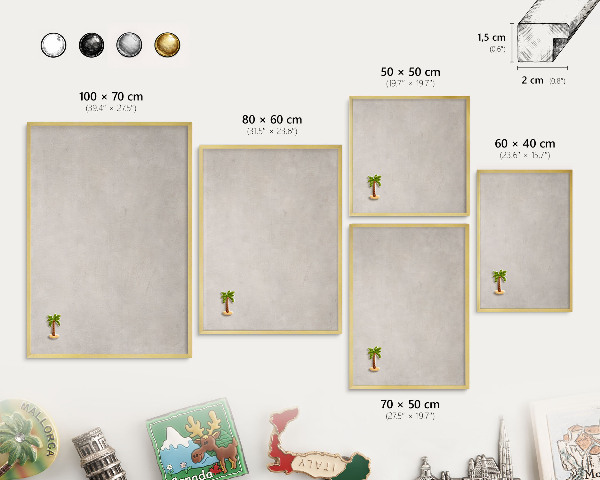 Pizarra magnética de pared en color oro Elegancia gris