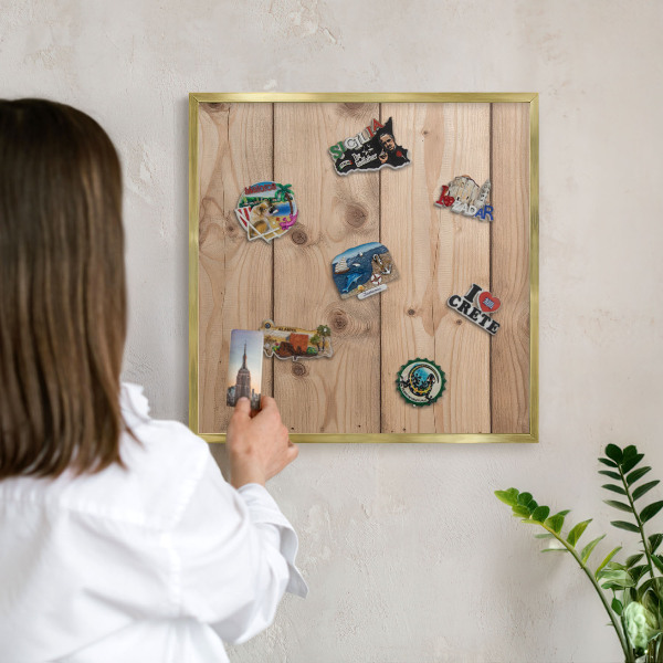 Pizarra magnética de pared en color oro Textura de madera