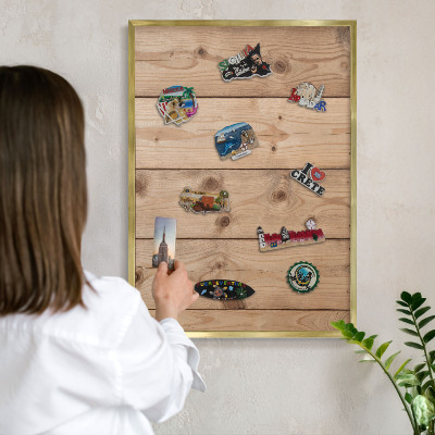 Pizarra magnética de pared en color oro Textura de madera