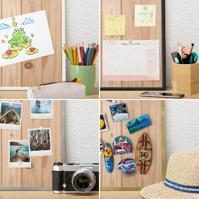 Tablero para imanes decorativo con marco dorado Patrón de madera