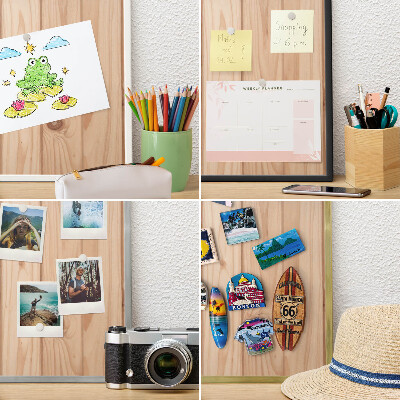 Tablero para imanes decorativo con marco dorado Patrón de madera
