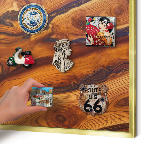 Pizarra magnética de pared en color oro Anillos de madera