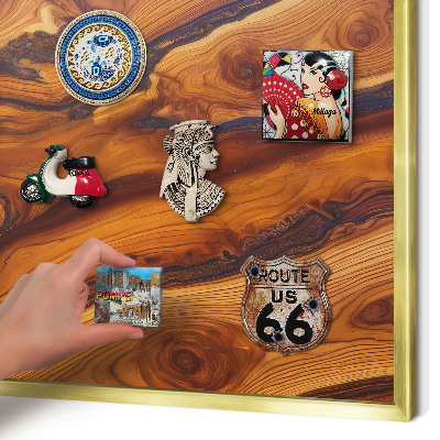 Pizarra magnética de pared en color oro Anillos de madera
