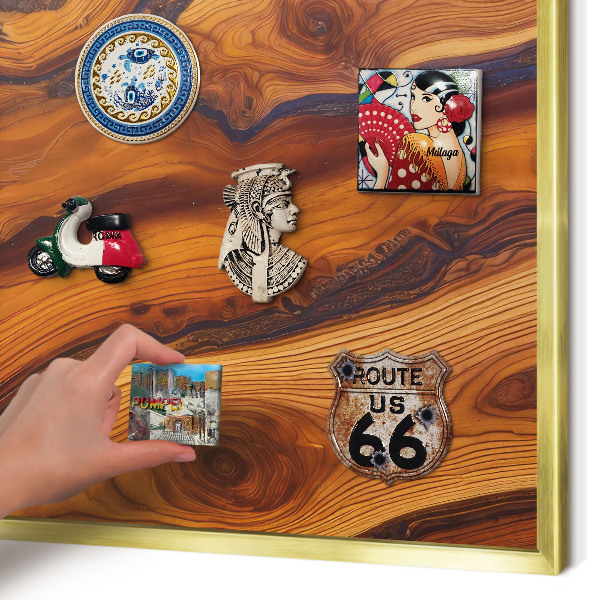 Pizarra magnética de pared en color oro Anillos de madera