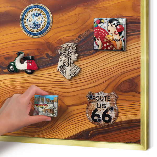 Pizarra magnética de pared en color oro Anillos de madera