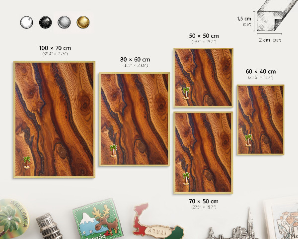 Pizarra magnética de pared en color oro Anillos de madera