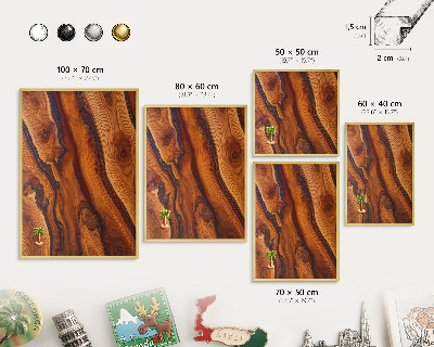 Pizarra magnética de pared en color oro Anillos de madera