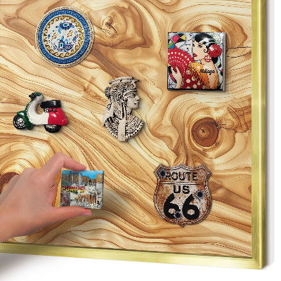 Tablero para imanes decorativo con marco dorado Textura de madera