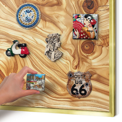 Tablero para imanes decorativo con marco dorado Textura de madera