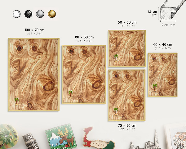 Tablero para imanes decorativo con marco dorado Textura de madera