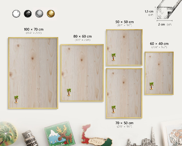 Pizarra magnética de pared en color oro Patrón de madera