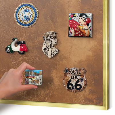 Tablero para imanes decorativo con marco dorado Textura marrón