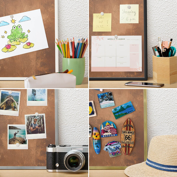 Tablero para imanes decorativo con marco dorado Textura marrón