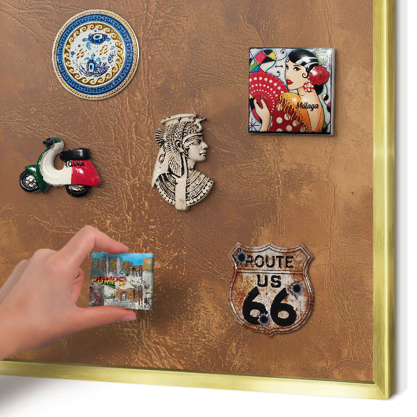 Tablero para imanes decorativo con marco dorado Textura marrón