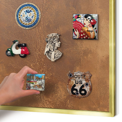 Tablero para imanes decorativo con marco dorado Textura marrón