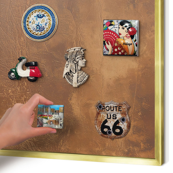 Tablero para imanes decorativo con marco dorado Textura marrón