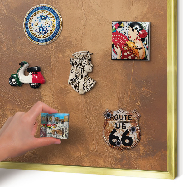Tablero para imanes decorativo con marco dorado Textura marrón