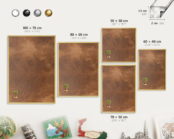 Tablero para imanes decorativo con marco dorado Textura marrón