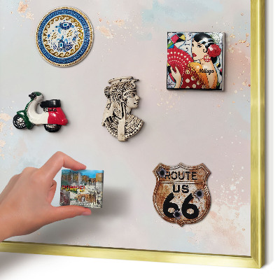 Tablero para imanes decorativo con marco dorado Armonía pastel