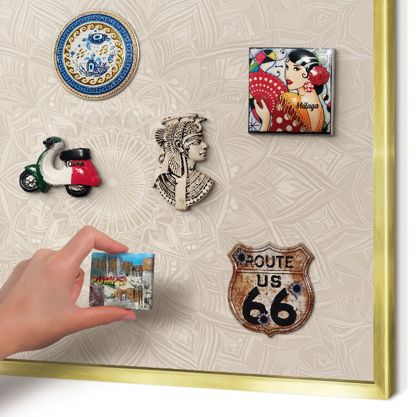 Tablero para imanes decorativo con marco dorado Mandala decorativo