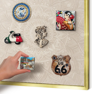 Tablero para imanes decorativo con marco dorado Mandala decorativo