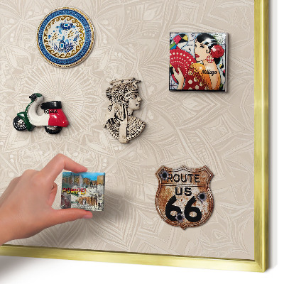 Tablero para imanes decorativo con marco dorado Mandala decorativo