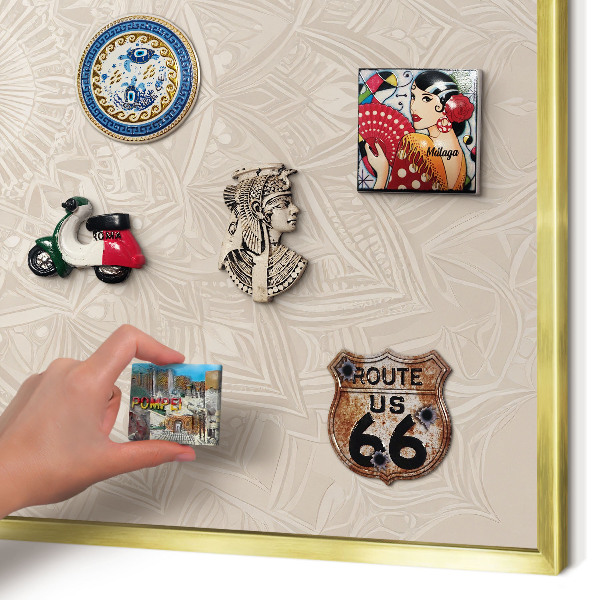 Tablero para imanes decorativo con marco dorado Mandala decorativo