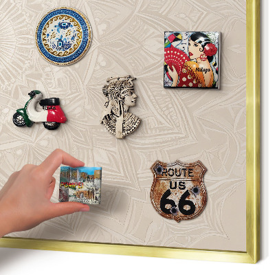Tablero para imanes decorativo con marco dorado Mandala decorativo