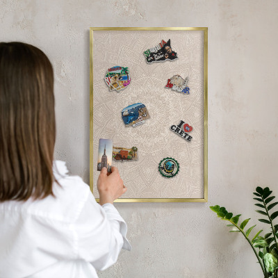 Tablero para imanes decorativo con marco dorado Mandala decorativo