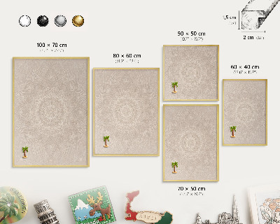 Tablero para imanes decorativo con marco dorado Mandala decorativo
