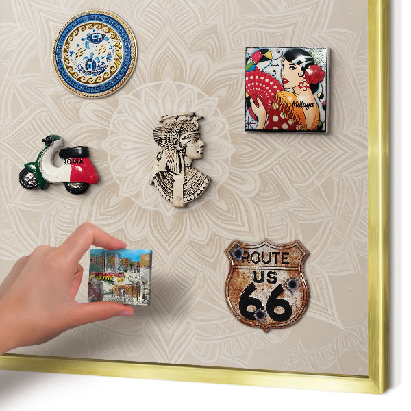 Pizarra magnética de pared en color oro Patrón de mandala