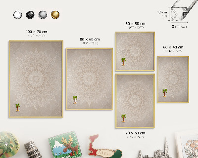 Pizarra magnética de pared en color oro Patrón de mandala