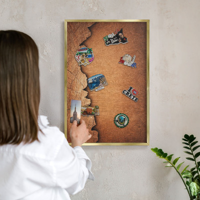 Pizarra magnética de pared en color oro Textura de madera